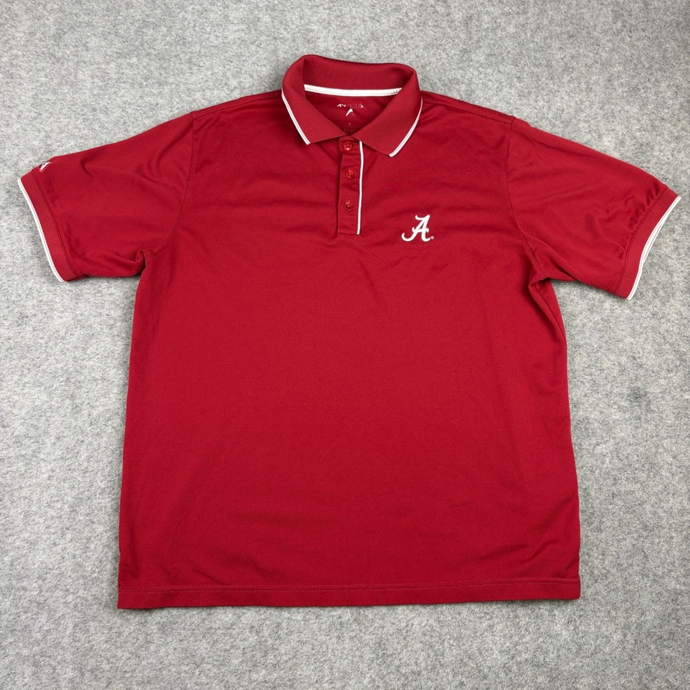 Antigua Polo Shirt Mens Large Red Alabama Crimson Tide NCAA Collegiate Sport